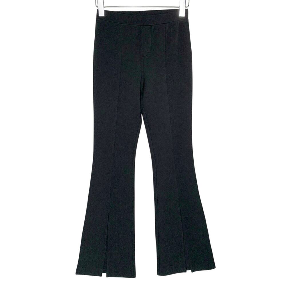 MNG Mango High Rise Front Slit Flare Bootcut Ponte Pants S NEW Black Stretch